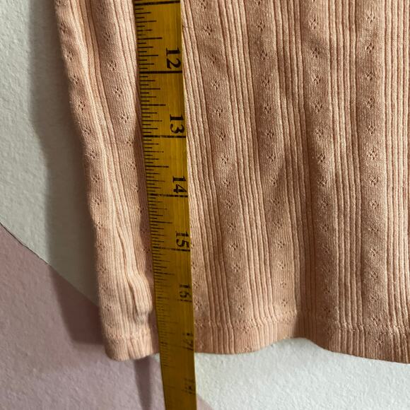 Peach Ribbed Baby Tee Crop Top Cottagecore Minimalist Soft Girl Small - Picture 5 of 7